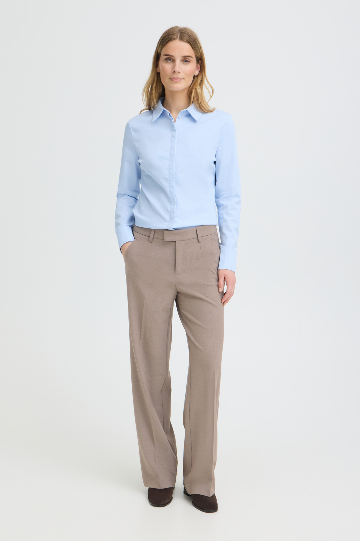 Pulz broek Bindy wide leg walnut melange