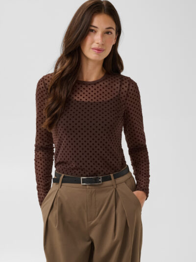 Culture Mesh T-shirt Laya Brown dot